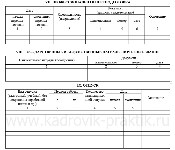 Карточка т. Дополнение к личной карточке работника т2. Личная карточка работника форма т-2 отпуск.