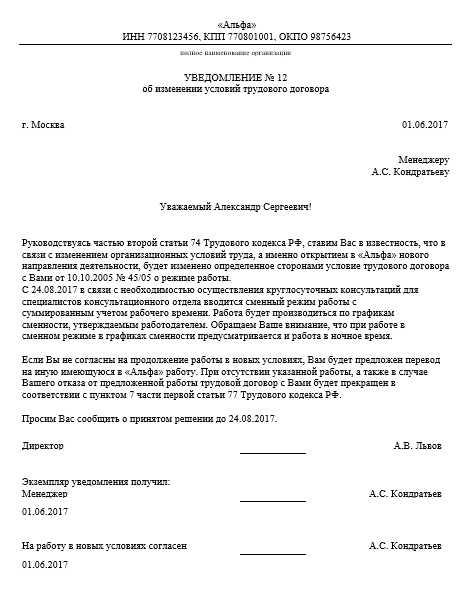 Изменение трудового договора по инициативе работодателя судебная практика