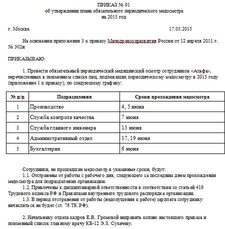 Техзадание на медосмотр по новому приказу 29н образец