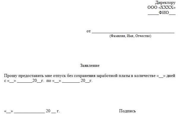 Образец заявления без сохранения заработной платы на один день по семейным обстоятельствам