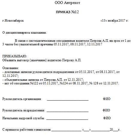 Образец акт об опоздании на работу образец