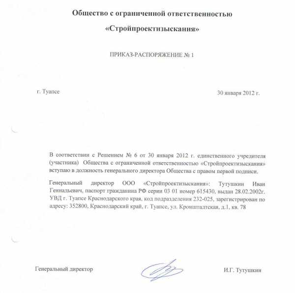 Приказ о назначении врио главного бухгалтера образец